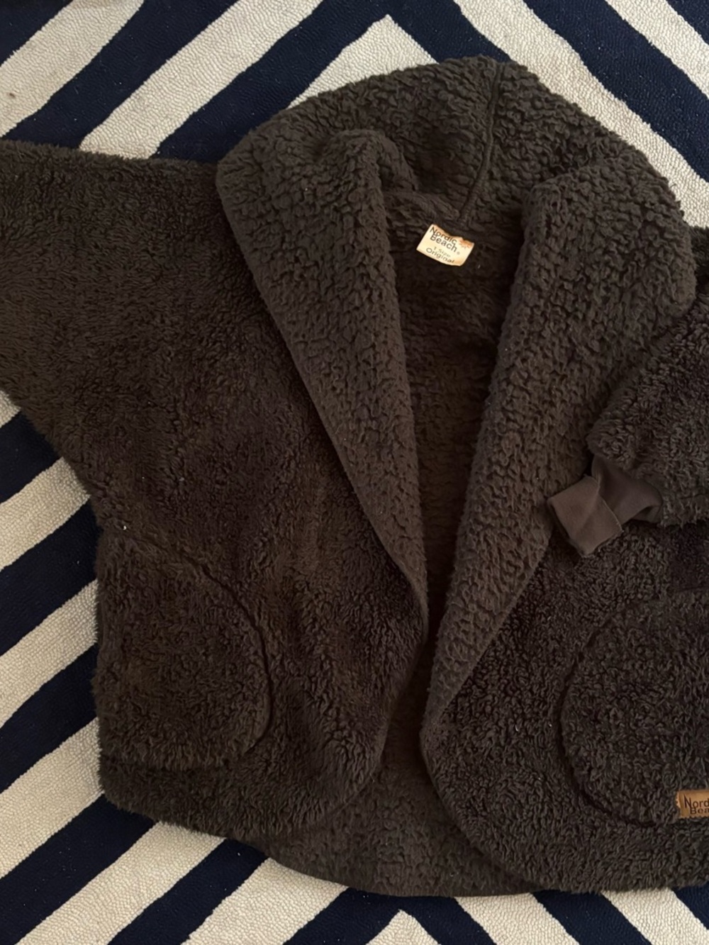 Plush Sherpa Cape Coat in Dark Brown